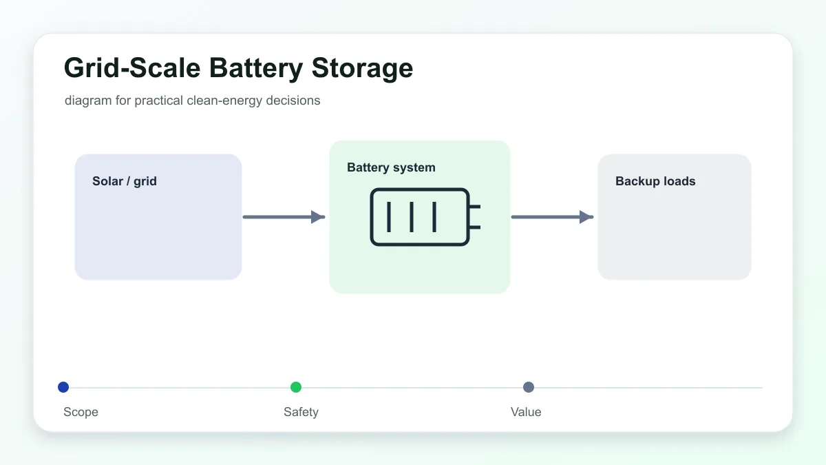 Utility battery containers connected to renewable generation and grid services