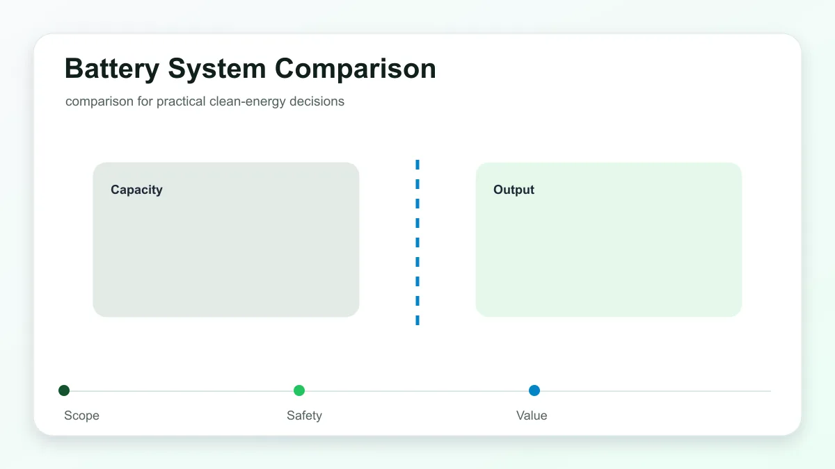 Home battery systems compared by usable capacity, output, warranty, and service path