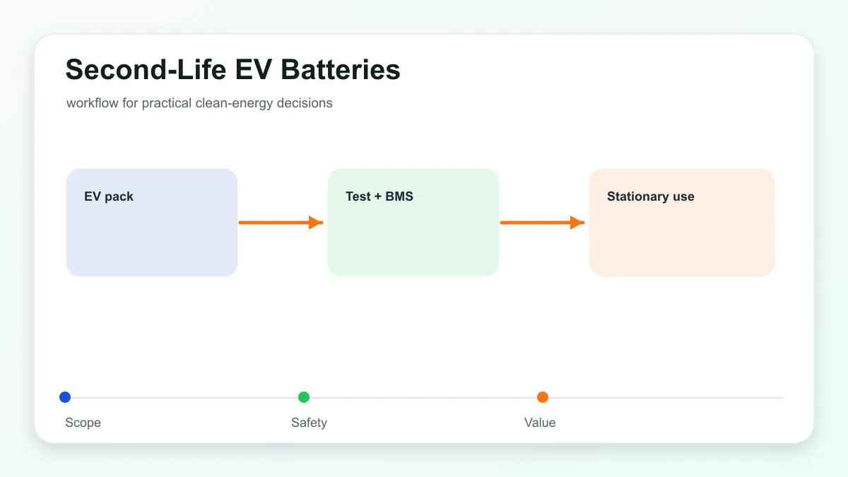 Second-life EV battery modules tested and integrated into stationary storage with BMS and inverter